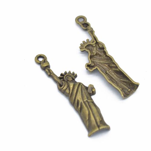 Pendentifs en forme de personnage en alliage de Zinc, Lady Liberty, Placage, DIY, plus de couleurs à choisir, 50x15mm, Vendu par PC