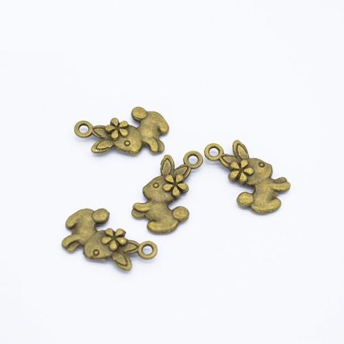 Pendentifs animaux en alliage de zinc, lapin, Placage, DIY, plus de couleurs à choisir, 20x10mm, Vendu par PC