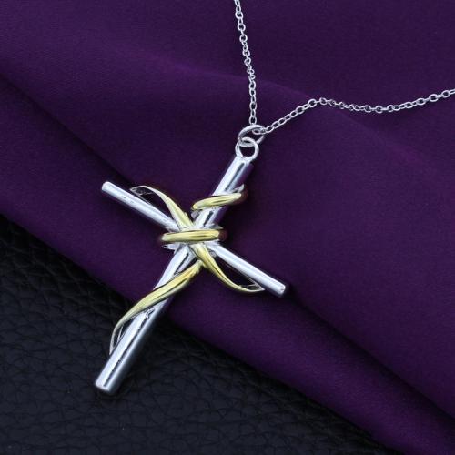 Messing Kreuz Anhänger, plattiert, DIY, 52x39mm, verkauft von PC