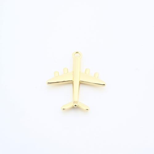 Bijoux pendentifs en laiton, avion, Placage, DIY, doré, protéger l'environnement, sans nickel, plomb et cadmium, 28x23x3mm, Vendu par PC
