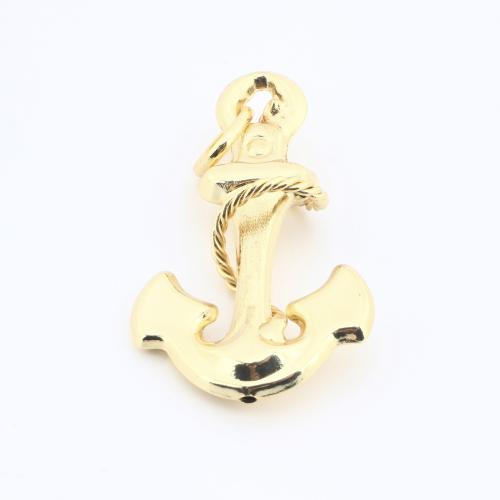 Bijoux pendentifs en laiton, ancre, Placage, DIY, doré, protéger l'environnement, sans nickel, plomb et cadmium, 63x33x16mm, Vendu par PC