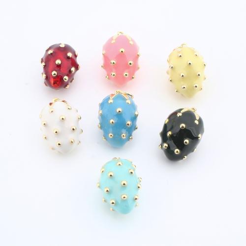 Messing Schmuck Anhänger, Erdbeere, plattiert, DIY & Emaille, keine, frei von Nickel, Blei & Kadmium, 16x11x11mm, verkauft von PC