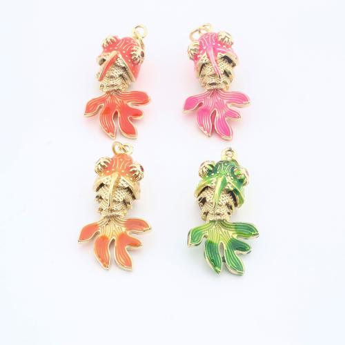 Messing Schmuck Anhänger, Fisch, plattiert, DIY & Emaille, keine, frei von Nickel, Blei & Kadmium, 29x11x11mm, verkauft von PC