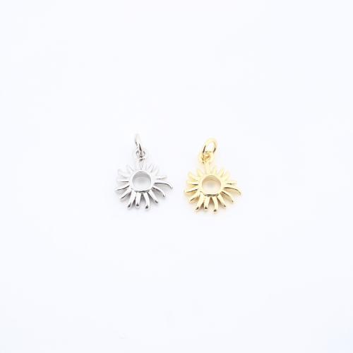 Bijoux pendentifs en laiton, soleil, Placage, DIY & creux, plus de couleurs à choisir, protéger l'environnement, sans nickel, plomb et cadmium, 12x9x2mm, Vendu par PC