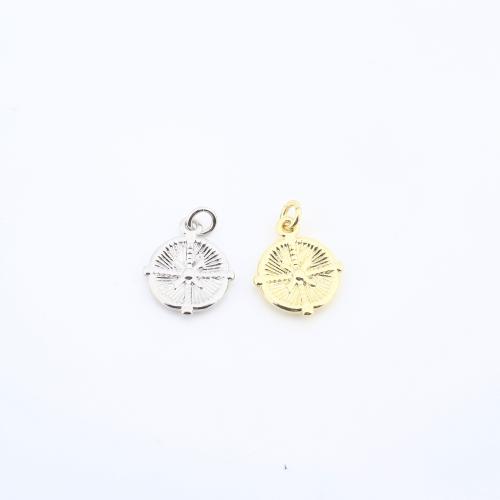 Brass Jewelry Pendants, Round, plated, DIY, more colors for choice, nickel, lead & cadmium free, 14x12x2mm, Sold By PC