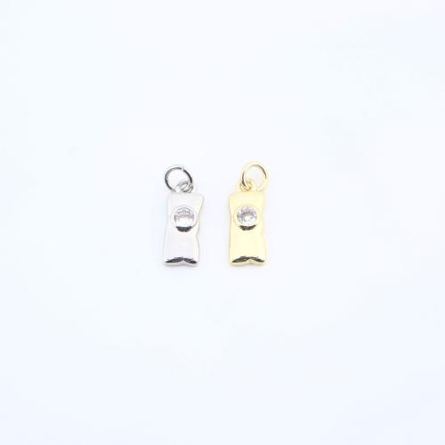 Befestigter Zirkonia Messing Anhänger, Alphabet-Buchstabe, plattiert, DIY & Micro pave Zirkonia, keine, frei von Nickel, Blei & Kadmium, 12x5x2mm, verkauft von PC