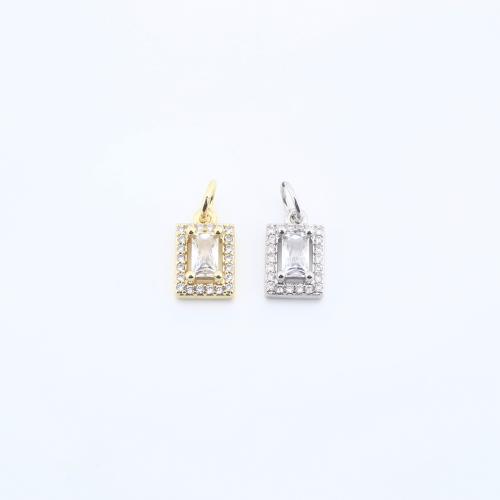Cubic Zirconia Micro Pave Brass Pendant, Square, plated, DIY & micro pave cubic zirconia, more colors for choice, nickel, lead & cadmium free, 11x8x4mm, Sold By PC