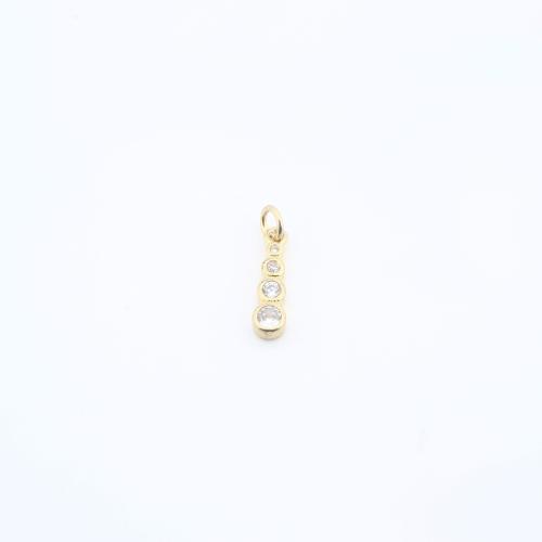 Cubic Zirconia Micro Pave Brass Pendant, plated, DIY & micro pave cubic zirconia, more colors for choice, nickel, lead & cadmium free, 13x3x3mm, Sold By PC