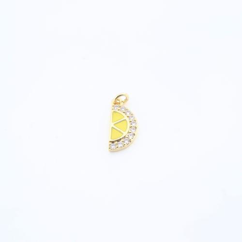 Cubic Zirconia Micro Pave Brass Pendant, Tulip, plated, DIY & micro pave cubic zirconia & enamel, more colors for choice, nickel, lead & cadmium free, 14x7x2mm, Sold By PC
