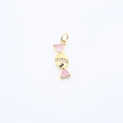 Befestigter Zirkonia Messing Anhänger, Bonbons, plattiert, DIY & Micro pave Zirkonia, keine, frei von Nickel, Blei & Kadmium, 18x7x3mm, verkauft von PC
