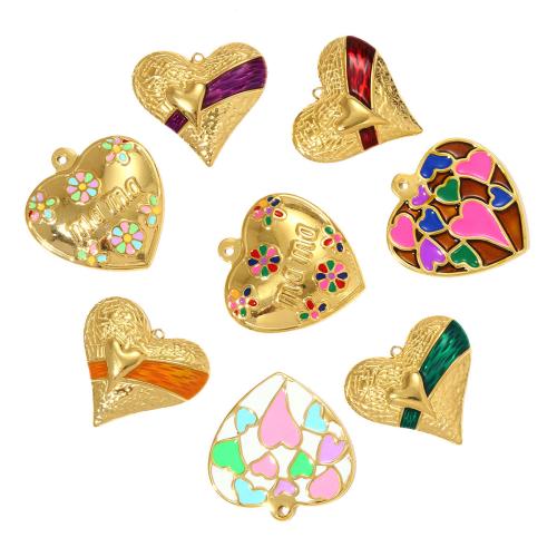 Edelstahl -Herz-Anhänger, 304 Edelstahl, plattiert, DIY & Emaille, keine, 3PCs/Tasche, verkauft von Tasche