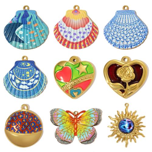 Bijoux pendentifs en acier inoxydable , Acier inoxydable 304, Placage, DIY & émail, plus de couleurs à choisir, 3PC/sac, Vendu par sac