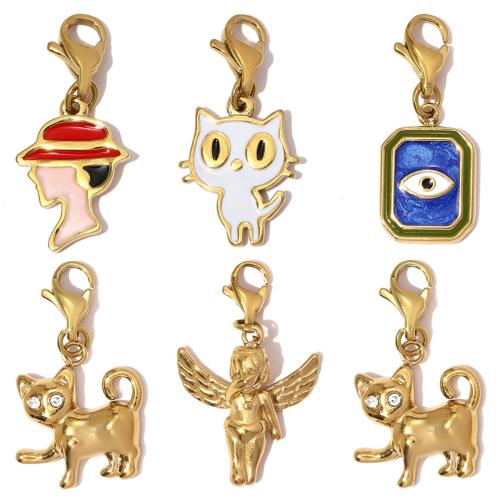 Bijoux pendentifs en acier inoxydable , Acier inoxydable 304, Placage, DIY & émail & avec strass, plus de couleurs à choisir, 3PC/sac, Vendu par sac