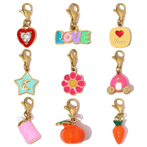 Edelstahl Schmuck Anhänger, 304 Edelstahl, plattiert, DIY & Micro pave Zirkonia & Emaille, keine, 3PCs/Tasche, verkauft von Tasche