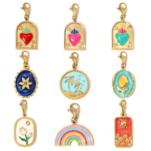 Edelstahl Schmuck Anhänger, 304 Edelstahl, plattiert, DIY & Emaille & mit Strass, keine, 3PCs/Tasche, verkauft von Tasche