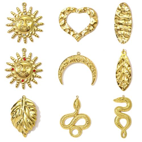 Edelstahl Schmuck Anhänger, 304 Edelstahl, goldfarben plattiert, DIY & mit Strass, goldfarben, 3PCs/Tasche, verkauft von Tasche