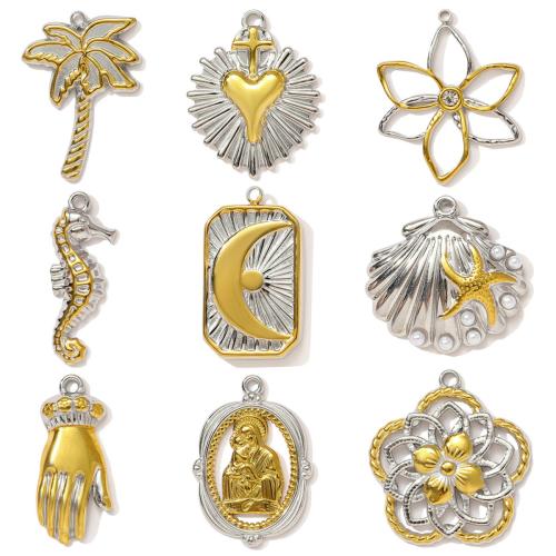 Edelstahl Schmuck Anhänger, 304 Edelstahl, mit ABS-Kunststoff-Perlen, plattiert, DIY, keine, 3PCs/Tasche, verkauft von Tasche