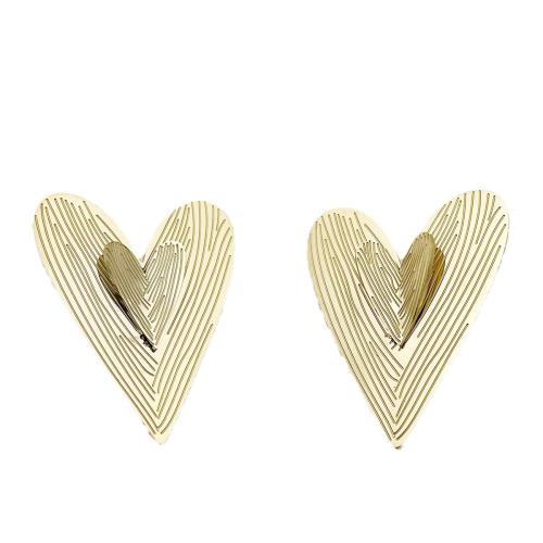 Stainless Steel Stud Earrings, 304 Stainless Steel, Heart, gold color plated, fashion jewelry, golden, Sold By Pair