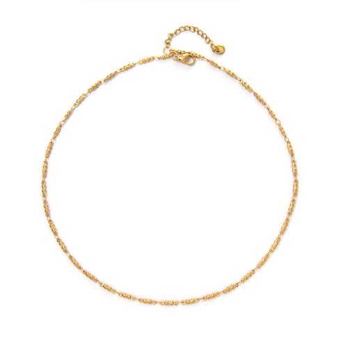 Chaîne collier , Acier inoxydable 304, Placage de couleur d'or, bijoux de mode, doré, Vendu par PC