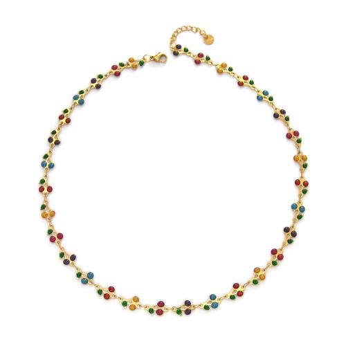 Collier en cristal, Acier inoxydable 304, avec cristal, Placage de couleur d'or, bijoux de mode, plus de couleurs à choisir, Vendu par PC