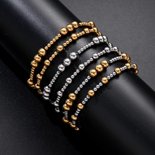 Stainless Steel Jewelry Bracelet, Round, Vacuum Plating, elastic & Unisex & different styles for choice, more colors for choice, Sold Per Approx 17.6 cm, Approx 18 cm Strand