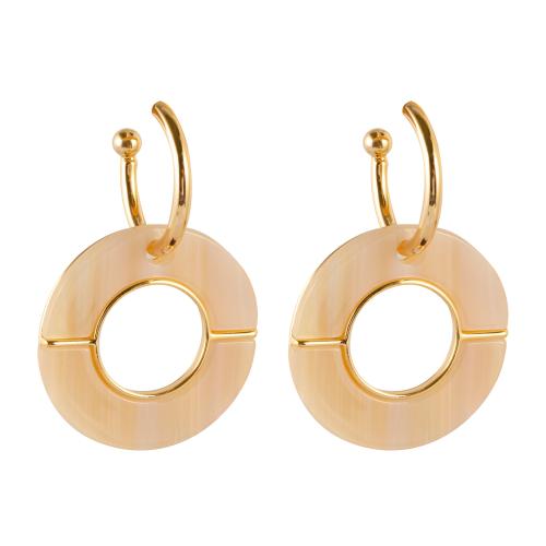 Resin Earring, Tibetan Style, with Resin, Donut, gold color plated, different styles for choice & for woman, more colors for choice, 39x61mm, Sold By Pair