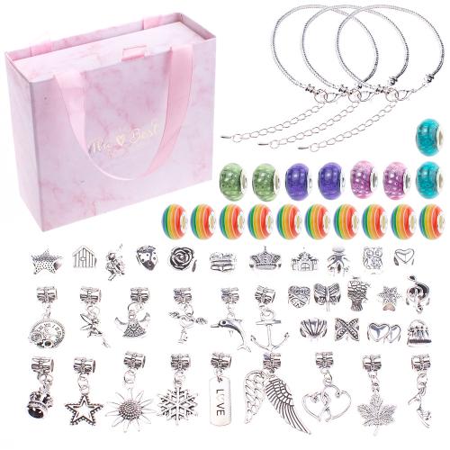 Children DIY String Beads Set, Tibetan Style, with Glass, plated, Girl & different size for choice, Sold By Set