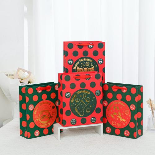 Christmas Gift Bag, Cardboard, Christmas Design & gold accent, more colors for choice, 260x100x320mm, Sold By PC