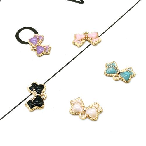 Tibetan Style émail Pendants, alliage de zinc, Noeud papillon, Placage de couleur d'or, DIY, plus de couleurs à choisir, 15x10mm, 10PC/sac, Vendu par sac