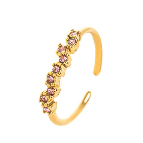 Titanstahl Manschette Fingerring, goldfarben plattiert, unisex & Micro pave Zirkonia, keine, Größe:7, verkauft von PC