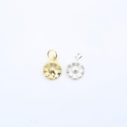 Brass Jewelry Pendants, Sunflower, plated, DIY, more colors for choice, 11x9x1mm, Sold By PC