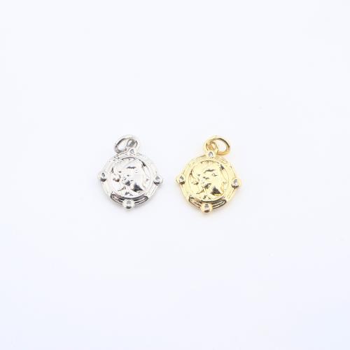 Cubic Zirconia Micro Pave Brass Pendant, Face, plated, DIY & micro pave cubic zirconia, more colors for choice, 13x11x2mm, Sold By PC