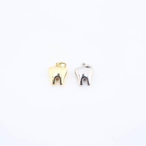 Brass Jewelry Pendants, Tooth, plated, DIY, more colors for choice, 10x8x4mm, Sold By PC