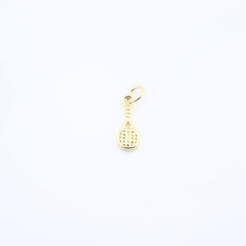 Messing Schmuck Anhänger, Tennisschläger, plattiert, DIY, goldfarben, 14x5x1mm, verkauft von PC