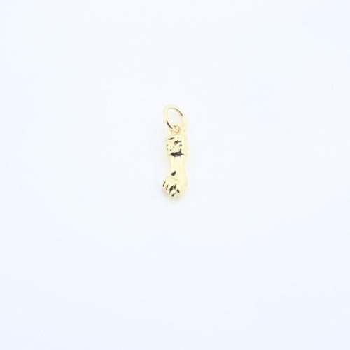 Messing Schmuck Anhänger, Boxhandschuh, plattiert, DIY, goldfarben, 13x4x4mm, verkauft von PC