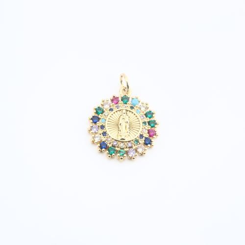 Cubique Pendentif en laiton zircon pavent, Placage, DIY & pavé de micro zircon, plus de couleurs à choisir, 19x17x2mm, Vendu par PC