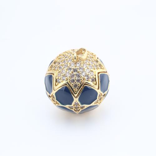 Cubic Zirconia Micro Pave Brass Pendant, Round, plated, DIY & micro pave cubic zirconia & enamel, more colors for choice, 29x26x26mm, Sold By PC