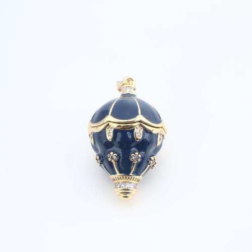 Befestigter Zirkonia Messing Anhänger, Hot Balloon, plattiert, DIY & Micro pave Zirkonia & Emaille, keine, 36x23x23mm, verkauft von PC