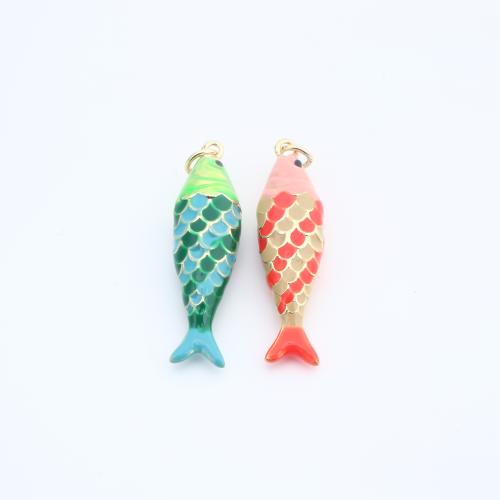 Bijoux pendentifs en laiton, poisson, Placage, DIY & émail, plus de couleurs à choisir, 33x9x7mm, Vendu par PC