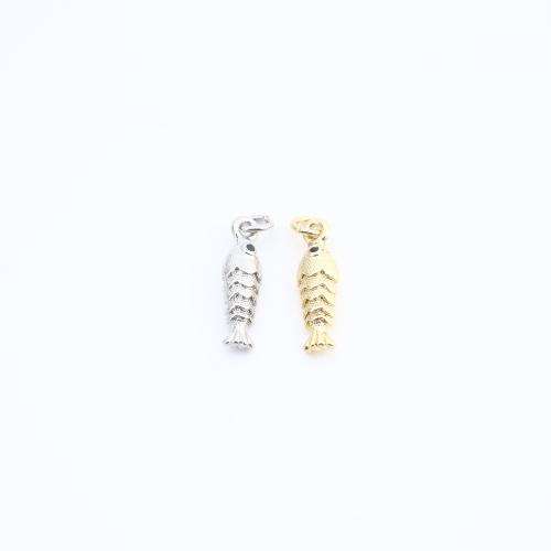 Цирконий Micro Pave латунь подвеска, Латунь, Рыба, Другое покрытие, DIY & инкрустированное микро кубического циркония & эмаль, Много цветов для выбора, 14x4x3mm, продается PC