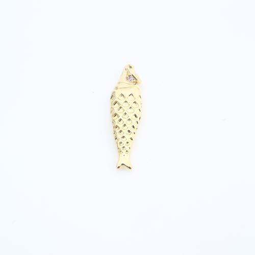 Befestigter Zirkonia Messing Anhänger, Fisch, plattiert, DIY & Micro pave Zirkonia, goldfarben, 25x8x3mm, verkauft von PC