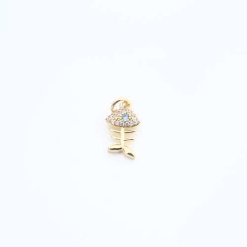 Befestigter Zirkonia Messing Anhänger, Fisch, plattiert, DIY & Micro pave Zirkonia, keine, 15x8x3mm, verkauft von PC