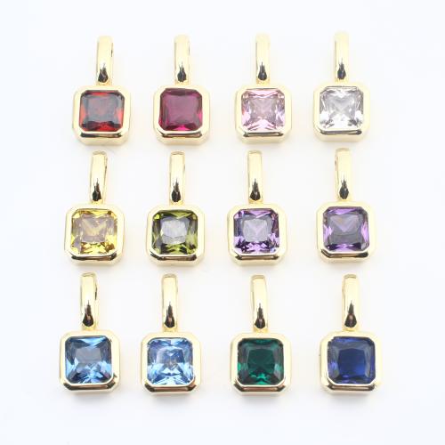 Befestigter Zirkonia Messing Anhänger, Quadrat, plattiert, DIY & Micro pave Zirkonia, keine, 15x8x5mm, verkauft von PC