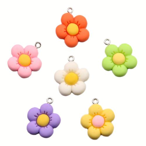 Resin Pendant, with 304 Stainless Steel, Flower, plated, DIY, more colors for choice, 100PCs/Bag, Sold By Bag