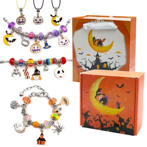 Children DIY String Beads Set, Tibetan Style, with Resin & Brass, plated, Halloween Design & for children & different styles for choice & enamel, Sold By Set