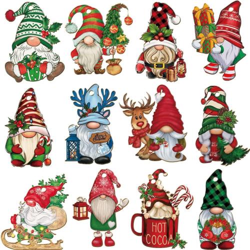 Wood Hanging Ornaments, Christmas Design, 80mm, 12PCs/Set, Sold By Set