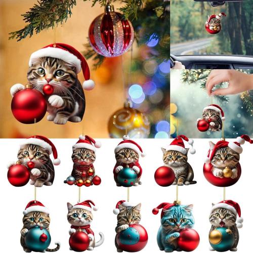 Acrylic Hanging Ornaments, Cat, Christmas Design & different styles for choice, Sold By PC