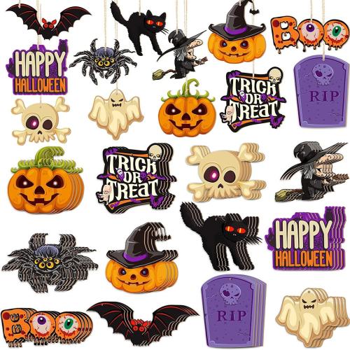 Holz Hängende Ornamente, Design für Halloween, 12PCs/setzen, verkauft von setzen