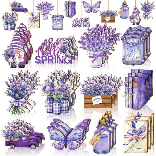 Hanging Ornaments, Wood, purple, 12PCs/Set, Sold By Set