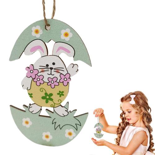 Wood Hanging Ornaments, Rabbit, printing, different designs for choice, 87x80mm, Sold By PC